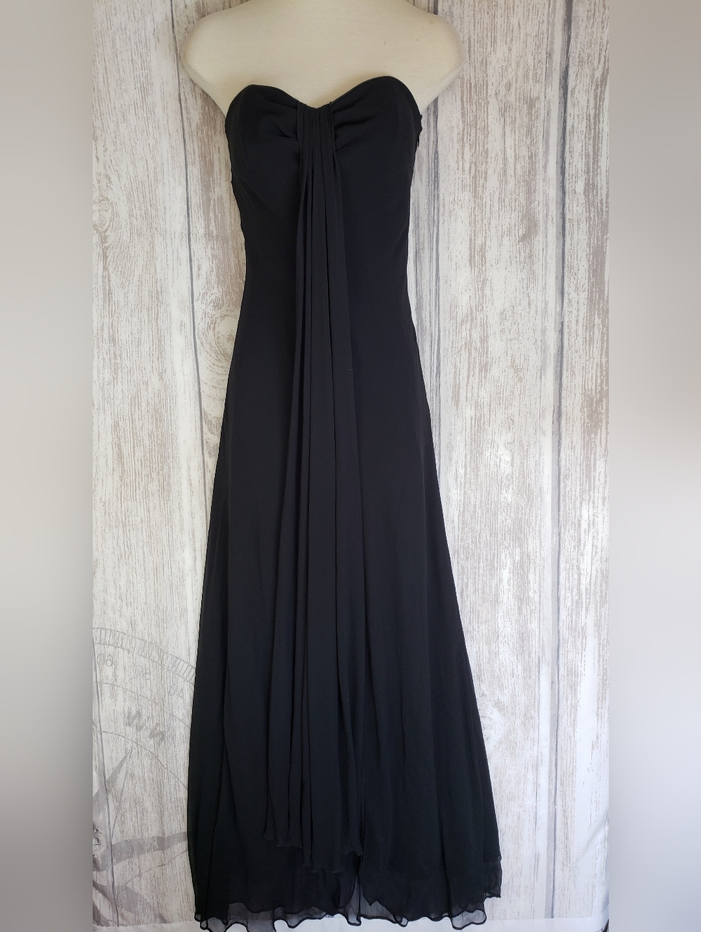 Vtg Moda International black strapless maxi dress Gown sweetheart neck Sz 4. C16
